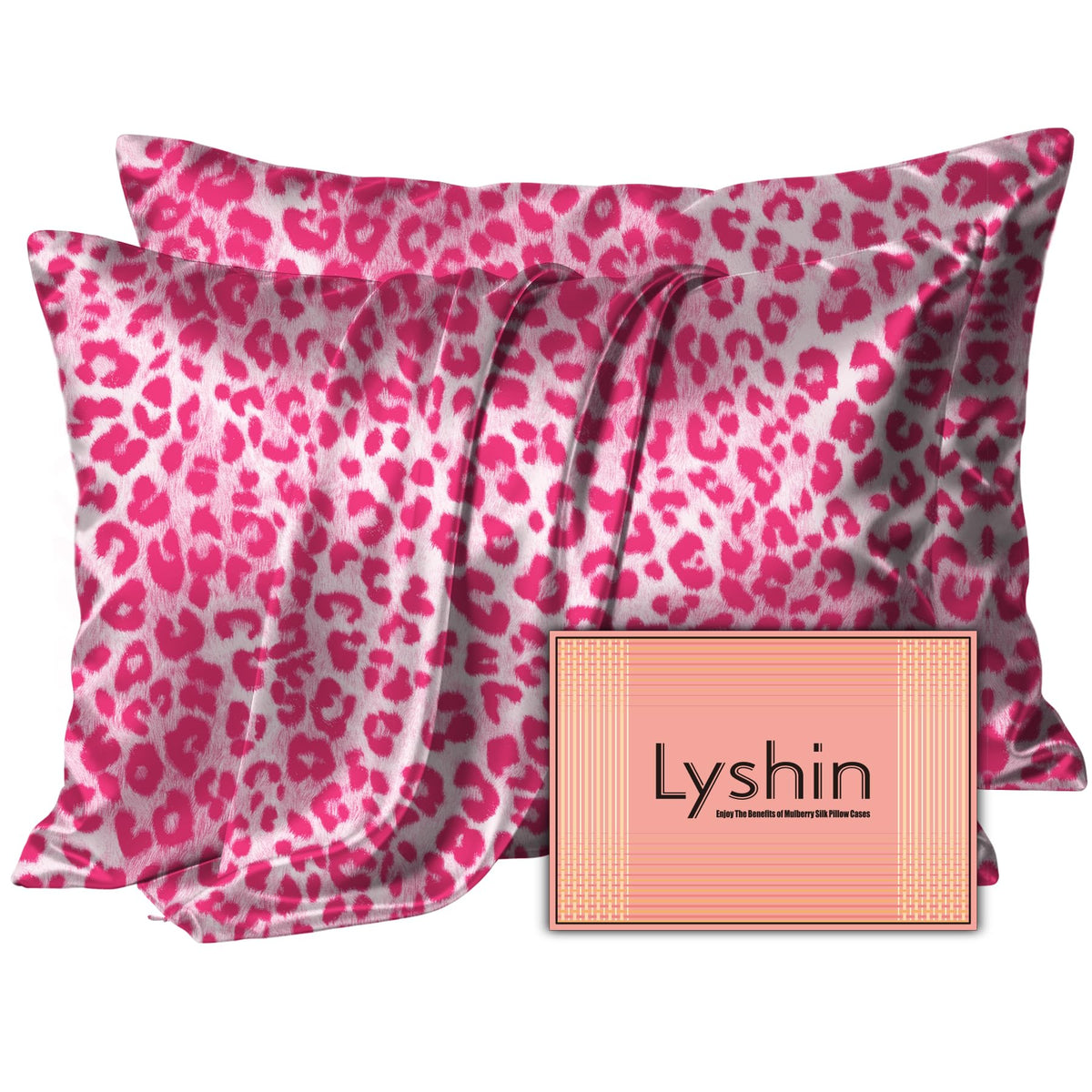 LYSHIN Silk Pillow Cases Standard Size with Hidden Zipper, Silver Grey