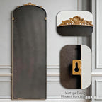 HQiJun Full Length Wall Mirror Decorative Full Body Mirrors Traditional Antique Arched Farmhouse for Living Room Bedroom Entryway Bathroom Vanity (58X13 Inches, Gold)