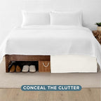 Bare Home Full Bed Skirt - 15-Inch Tailored Drop Easy Fit - Bed Skirt for Beds - Center & Corner Pleats (Full, Cream)