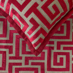 The HomeCentric King/Queen/Twin Red Decorative Queen 74"x18" Bed Runner with Pillow Cover, Maze Bed Scarf on Velvet Fabric - Path