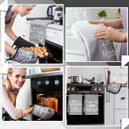 Sratte 6 Pcs Kitchen Decor Accessories Set Farmhouse Towels Pot Holders Oven Mitts Set 2 Dish Towels 2 Potholders 2 Cooking Mittens Oven Glove for Christmas Baking Cooking Supply(Gray,Kitchen)