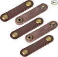 MECCANIXITY Pack of 5 Leather Cable Straps Cord Organizer 63x16mm Portable Cable Leather Clips Brown Earphone Cord Management for Cable, Wire