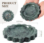 Koville 5.51" Scalloped Marble Tray, Round Stone Jewelry Trinket Dish for Ring, Natural Small Marble Tray for Bathroom Kitchen Dresser Countertop, Decorative Candle Tray(Green)