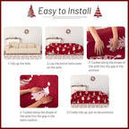 MYSKY HOME 71X134 inches Sofa Christmas Couch Cover, Sectional Sofa Covers Sofa Slipcover for 3 Cushion Couch, L Shape Couch Covers for Dogs, Kids, Washable Sofa Blanket, Furniture Protector, Red