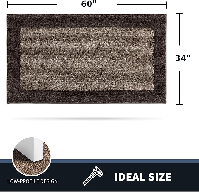 PURRUGS Dirt Trapping Door Mat 34" x 60", Non-Slip/Skid Machine Washable Entryway Rug, Shoes Scraper, Throw Rug, Super Absorbent Area Rug for Muddy Wet Shoes and Paws, Grayish Brown & Coffee