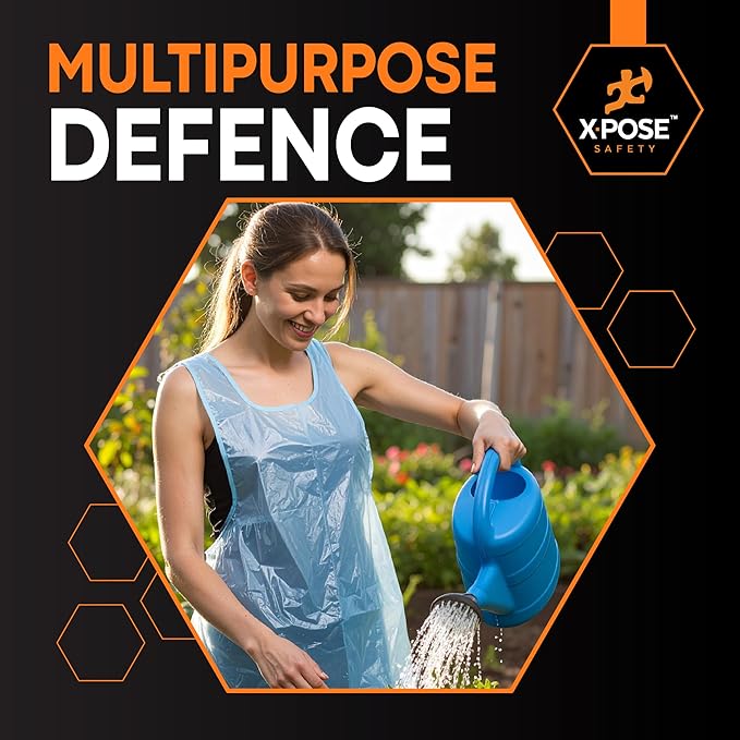 Xpose Safety 48,000 Blue Plastic Disposable Aprons for Cooking & more Individually Packaged Durable 1 Mil Waterproof Polyethylene 24" x 48"
