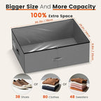XXXXL 125L Under Bed Storage, Storage Containers with Support & Clear Lid, Support Frame, Underbed Storage Bins for Clothes, Shoes, Blankets, and Toys 2 pack