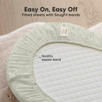2-Pack Organic Bassinet Sheets for Girls, Boys - 100% Cotton Bassinet Mattress Sheets Compatible with Halo Bassinest Swivel Sleeper, Graco, Baby Delight, Chicco, Fitted Bassinet Sheets (Pine Grove)