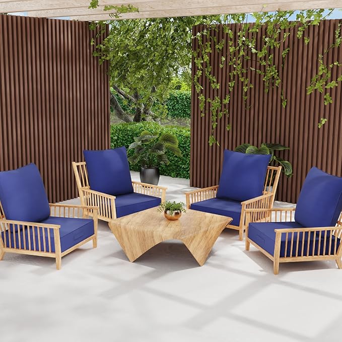Outdoor Olefin Water-Resistant Deep Seat Cushion Set, 2PCS Weather and Fade Resistant 23''x 26''x 6'' Patio Furniture Seat Cushion, Thickened Sofa Chair Pad for Lawn, Garden, Dark Blue