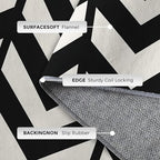 3x4 Black and White Chevron Rugs for Bedroom Decor, Washable Chevron Geometric Pattern Area Rug, Living Room Home Decoration, Non Slip Soft Thin, Modern Zigzag Decor Carpet PF-P 49