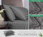 Pure Bamboo Split King Sheets, Genuine 100% Organic Viscose Derived from Bamboo Bed Sheet Set, Soft & Cooling, Double Stitching, 2 Fitted Sheets (Split King, Jacquard Stone)