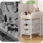 Hongtamoya Rolling Makeup Cart Organizer with 3 Drawers, Narrow Floor Skincare Organizers, Cosmetics Display Cases Vanity Organizer for Skin Care Nail Polish Perfume Makeup Brush, White