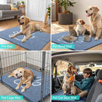 Smiry Dog Door Mat for Muddy Paws, Absorbent Dirt Trapper Non Slip Quick Dry Washable Chenille Mat for Mud Dogs, Entry Rug for Indoor and Outdoor (70x24 Inches, Airy Blue and White)