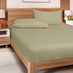 ROYALE LINENS 300 Thread Count 100% Long Staple Combed Cotton Fitted Sheet Full - Super Soft Deep Pocket Bottom Sheet - Fitted Sheets Only - Elastic Sheets (Full, Sage Green)