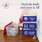 HOMZ 4-Pack Secure Latch, Clear Plastic Storage Organizer Bins, 64 Quart, Red Lid - Stackable Container Boxes for Bedroom, Bathroom, Garage, and Office Organization