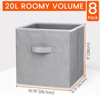 Criusia Storage Cubes - 11 Inch Heavy Duty Fabric Closet Bins for Shelves, Cube Organizer - 8 Pack Collapsible Decorative Storage Bins Baskets for Organizing Clothes Blankets Toys (Grey)