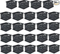 Sterilite Stackable Plastic Storage Crate Bin Organizer File Box with Handles for Home, Office, Dorm, Garage, or Utility Organization, Black, 24-Pack