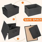 JAKAGO Fabric Storage Bins set of 4 Rectangle Storage Baskets with Handle Foldable Closet Organizer for Clothes Towel bedding Books Collapsible Clothing Container for Shelves Bedroom(Black High)