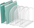 SUPEASY File Organizer 5-Section Mesh Desk Organizer, Upright File Organizer Desktop Organizer File Sorter, File Folder Holder for Office Supplies, White