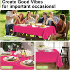 QIKSION Hot Pink Plastic Table Cloth Disposable 6 Pack, 54 x 108 Inch Tablecloths for Birthday Party, Valentines, Mothers Day Decorations, Rectangle Table Cover
