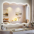 Hasipu Wavy Full Length Mirror with Lights - 40"×32" LED Wavy Floor Mirror, Frameless, Dimmable, Standing or Vertical/Horizontal Wall-Mounted Mirror for Bedroom, Living Room, Cloakroom