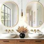 TRAHOME Oval Bathroom Mirror, 2 Pack 20"x30" Gold Vanity Mirror for Over Sink, Bedroom, Living Room, Entryway, Modern Mounted Metal Frame Wall Mirror