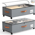 Eastherry Under Bed Storage Containers with Wheels, 9.5 inches Higher Underbed Shoes Blankets Clothes Toy Storage Drawers for College Dorms Bedrooms Nursery Rooms Organization, 2 Pack to be Assembled