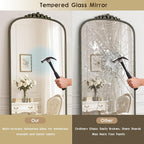 Antique Full Length Mirror 71" x 32", Antique Bronze Arched Large Vintage Mirror in Baroque Style with Tempered Glass, Freestanding for Bedroom, Living Room, Cloakroom