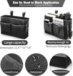 Bseash Bunk Bed Organizer, Bedside Caddy Hanging Bed Organizer Storage Bag with 4 Pockets and 2 Hooks, for College Dorm Rooms Bed, Hospital Bed, Baby Bed Rails, 600D Oxford Cloth (Black)