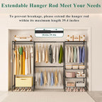 Heavy Duty Garment Rack, Portable Expandable Freestanding 4 Tiers Adjustable Wire Shelves Clothes Rack with 2 Retractable Poles, 70.9-86.6" L x 15.7" W x 76.8" H, Max Load 900LBS, Black