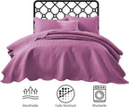IR Imperial Rooms King Quilt Bedding Set Size (106" x 96") + 2 Pillow Shams (20" x 36"+ 2") - 3 Pcs All Season Lightweight Reversible Microfiber Coverlet Embossed Quilt Bedspread (Purple)