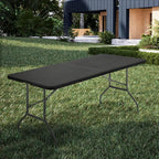 MoNiBloom 6Ft Folding Table, Heavy Duty Portable Plastic Dining Tables Fold in Half Indoor Outdoor Desk w/Handle, Lock for Camping Picnic Party, Black