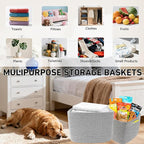 3 Pack Woven Rope Storage Baskets for Organizing,13.5"×11"×9.5"Storage Bins for Shelves,Perfect for Toys,Books,Towels,Clothes,Empty Gift Baskets for Nursery,Living Room&Bedroom(Mix Grey)