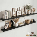 Venusmiles Floating Shelves for Wall, 72 Inch Floating Shelves Set of 2, 6.5" D Wooden Wall Mounted Display Shelves with Invisible Brackets for Living Room, Bedroom, Bathroom, Kitchen Decor, Black