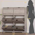 BORNOON Large Shoe Cabinet for Entryway, Tall Narrow Shoe Storage Cabinet with 6 Flip Drawers and Adjustable Shelves, Shoe Rack Cabinet Organizer for Hallway, Foyer, Small Apartment