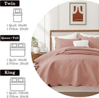 IR Imperial Rooms California King Quilt Bedding Set Size (118"x106") + 2 Pillow Shams (20" x 36"+ 2") - 3 Pcs All Season Reversible Microfiber Coverlet Embossed Quilt Bedspread (Peach/Baby Pink)