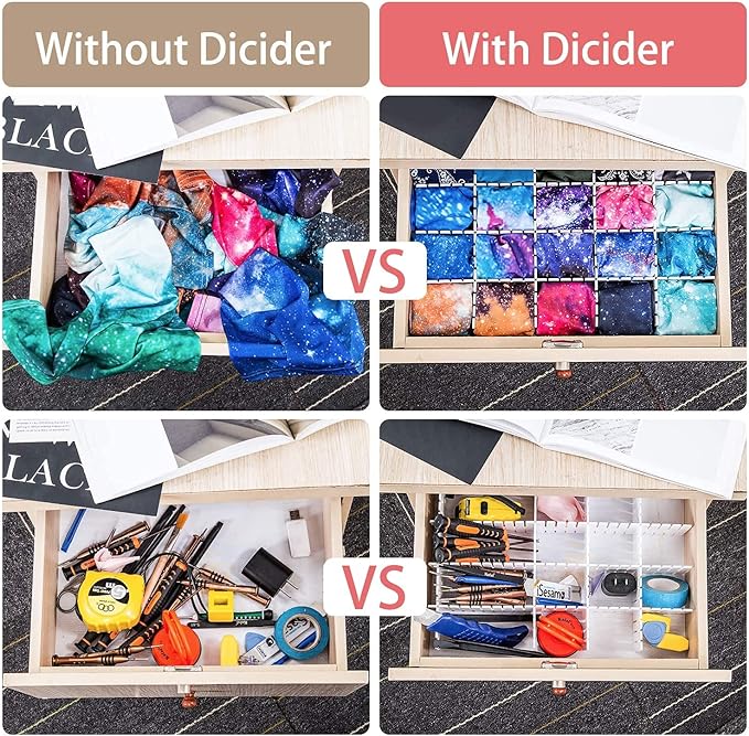 40Pcs Drawer Dividers, Adjustable Drawer Organizer for Socks, Underwear, Makeup, Can Help Tidy Kitchen, Bedroom, Dresser Blue