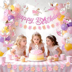 SUNBEAUTY Ballerina Birthday Party Decorations Pink Ballet Girls Happy Birthday Banners Ballet Themed Hanging Banner Flower Garland Wall Ceiling Decor for Girls Tutu Dance Party Supplies