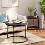 aboxoo Round Nesting Coffee Table Side Set of 2 End Tables