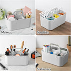 Tiawudi Multipurpose Caddy Organizer, Plastic Caddy with Handle, Stackable Desk Organizer for Stationery, Marker and Pencil, Office Supplies Organizer, Dorm Caddy