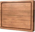 Acacia Wood Cutting Boards for Kitchen, 17x12 Inch Butcher Block with Deep Juice Grooves & Non-Slip Handle Reversible Chopping Board for Meat Cheese Vegetables