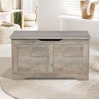 Timberer 31.5" Storage Chest, Wooden Storage Bench, Lift Top Toy Chest with 2 Safety Hinges, Large Toy Box, Entryway Shoes Bench for Living Room, Bedroom, Grey