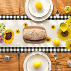 Artoid Mode Buffalo Plaid Sunflower Sunshine Vase Summer Table Runner, Spring Kitchen Dining Table Decoration for Home Party Decor 13x90 Inch