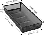 Mesh Tray Silverware Drawer Organizer, Utensil Cutlery Tray Office Supplies with Interlocking Arm Drawer Dividers Organizer for Flatware, Knives,Home,Office, School,Bedroom 12X6'' Black