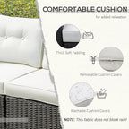 Outsunny 2 Piece Patio Wicker Corner Sofa Set, Outdoor PE Rattan Furniture