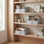 GRANNY SAYS Closet Organizer Bins, Trapezoid Storage Bin, Closet Baskets for Shelves, Closet Shelf Organizer, Baskets for Organizing Clothes, Toys, Ash Gray, 3-Pack