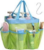 F-color Mesh Shower Caddy Portable, Upgrade Deeper 7 Pockets Shower Bag Basket Bag Tote for College Dorm Room Toiletry Bathroom Essentials Gym Camp Quick Dry 2 handles with S Hook