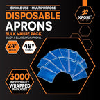 Xpose Safety 3000 Blue Plastic Disposable Aprons for Cooking & more Individually Packaged, Durable 1 Mil Waterproof Polyethylene 24" x 48"