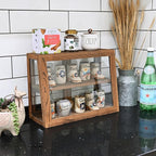 MOOCA Wood and Glass Display Case, Double Door