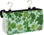 Bedside Caddy Hanging Bunk Bed Caddy Bed Organizer Hanging Pocket with 2 Hooks Bedside Storage Organizer Pocket Bag Holder Green Nature St Patrick Clovers